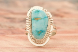 Genuine Kingman Turquoise Sterling Silver Navajo Ring